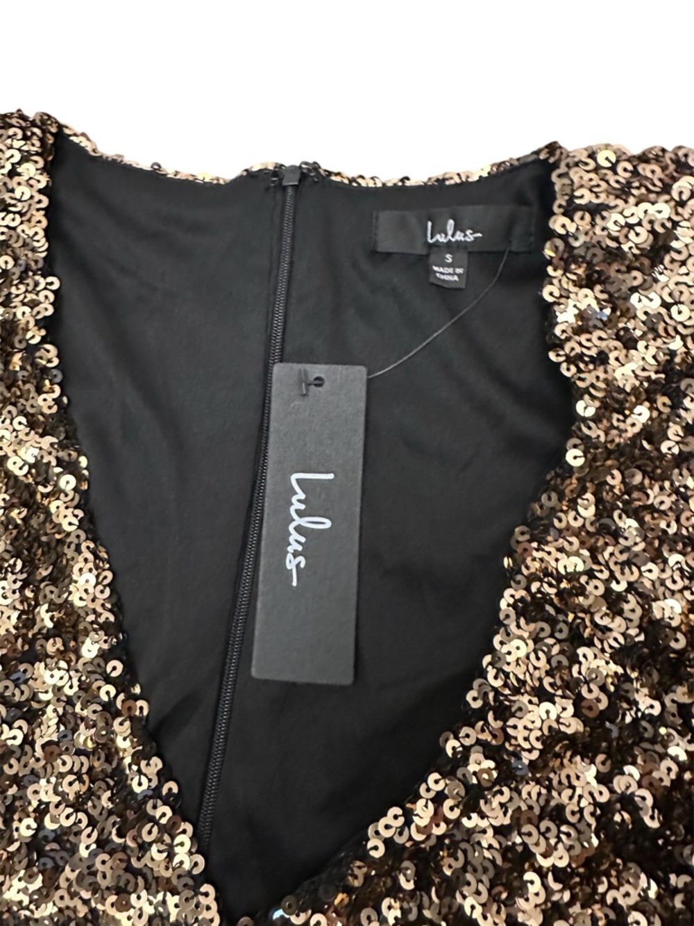 Lulus Brand New You Gold Sequin Glitter Bodycon Mini Dress NWT Womens Small 80s - Picture 8 of 12